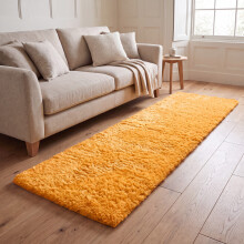 (60 x 220 cm (2 ft x 7 ft 3 in)-Runner Rug, Ochre) Anti Slip Shaggy Rug For Living Room Runner Carpet