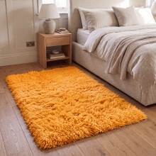 (60 x 110 cm (2 ft x 3 ft 7 in)-Mat, Ochre) Anti Slip Shaggy Rug For Living Room Runner Carpet