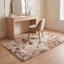 (80 x 150 cm (2 ft 6 in x 5 ft), Tie-Dye Beige) Anti Slip Shaggy Rug For Living Room Runner Carpet