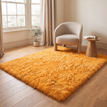 (120cm x 170cm (4ft x 5ft 8"), Ochre) Anti Slip Shaggy Rug For Living Room Runner Carpet