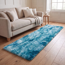 (60 x 220 cm (2 ft x 7 ft 3 in)-Runner Rug, Tie-Dye Teal) Anti Slip Shaggy Rug For Living Room Runner Carpet