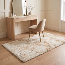 (80 x 150 cm (2 ft 6 in x 5 ft), Tie-Dye Cream) Anti Slip Shaggy Rug For Living Room Runner Carpet