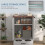 Pet Feeding Station with Raised Dog Bowls, Adjustable Panel, Hooks, White 7