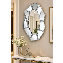 Unstructured 2-D Border Silver Wall Mirror 90x60Cm