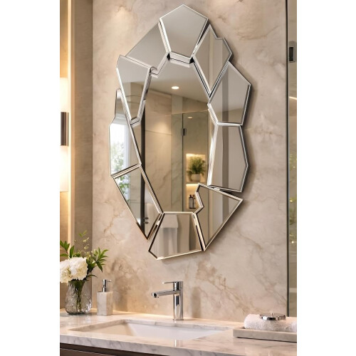 Unstructured 2-D Border Silver Wall Mirror 90x60Cm 1
