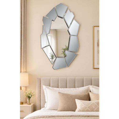 Unstructured 2-D Border Silver Wall Mirror 90x60Cm 2