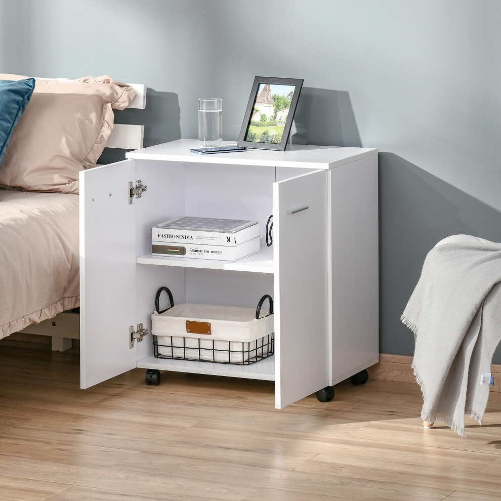 Rackhams White Mobile Sideboard Cabinet With 2 Doors And Internal Shelf, - Image 2