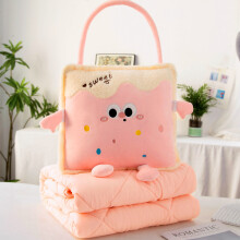 (Pink) 40*40cm 2-in-1 Pillow Blanket for Travel Soft Plush Foldable Cushion & Throw Blanket for Office Car Nap Dopamine Home De