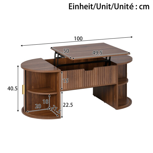 Lift-Top Coffee Table with Sliding Doors, Walnut 1