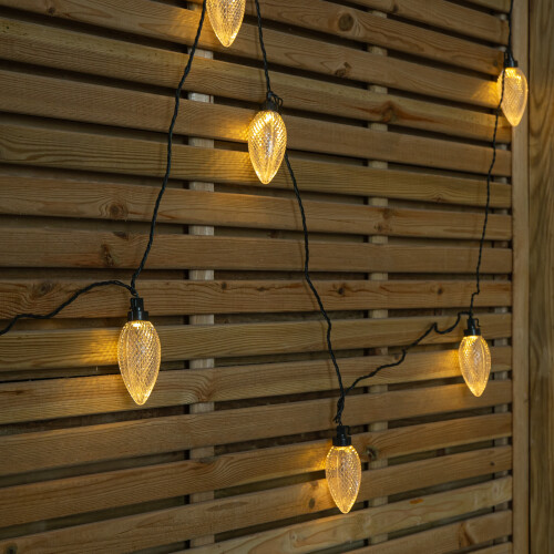 Premier Set of 20 Pine Cone Christmas String Lights with 80 Warm White LEDs
