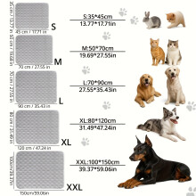 Huisdier koelmat, Grijs, XXL-100cmx150cm, wasbaar en ademend voor honden en katten