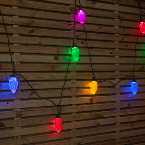 Premier Set of 20 Pine Cone Christmas String Lights with 80 Multi-Coloured LEDs