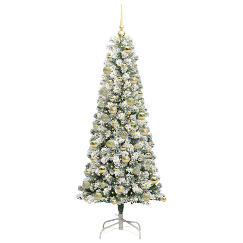 VidaXL vidaXL Artificial Hinged Christmas Tree Green and White 180 cm 2