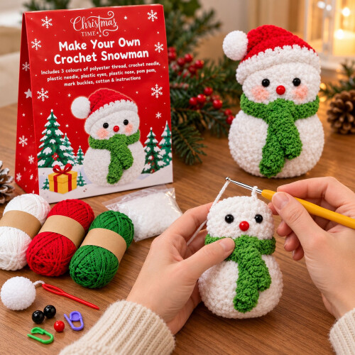 Christmas Crochet Kit Snowman Make your Own Gift Set 1