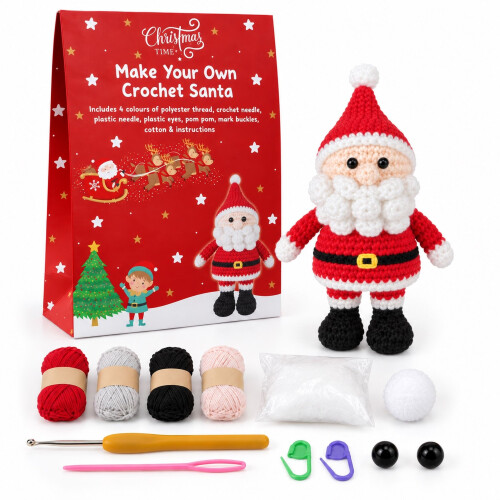 Christmas Crochet Kit Santa Make your Own Gift Set