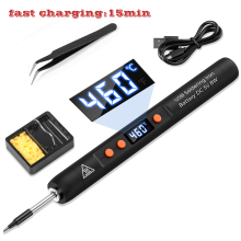 YEEHONEC draadloze soldeerbout, USB-oplaadbaar, LCD-scherm, 260-460 , reparatietool met standaard en pincet