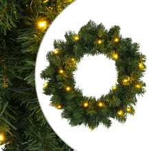 vidaXL Christmas Wreath Green Dia. 50 cm PVC 25 LEDs