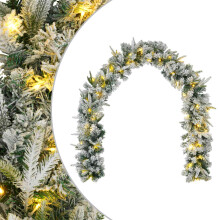 vidaXL Christmas Garland Green and White 270 cm PVC and PE 50 LEDs