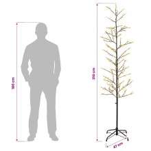 vidaXL Micro Birch Christmas Tree Black 47 x 210 cm Steel 567 LEDs