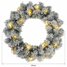 vidaXL Christmas Wreath Green and White Dia. 50 cm PVC 25 LEDs