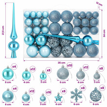 vidaXL Christmas Ball Set 111 pcs Turquoise Dia. 6 cm Polystyrene
