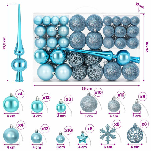 VidaXL vidaXL Christmas Ball Set 111 pcs Turquoise Dia. 6 cm Polystyrene