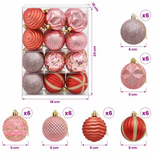 vidaXL Christmas Ball Set 36 pcs Pink and Rose Dia. 6 cm Polystyrene