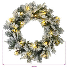 vidaXL Christmas Wreath Green and White Dia. 50 cm PVC and PE 25 LEDs