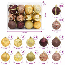 vidaXL Christmas Ball Set 36 pcs Brown and Gold Dia. 6 cm Polystyrene