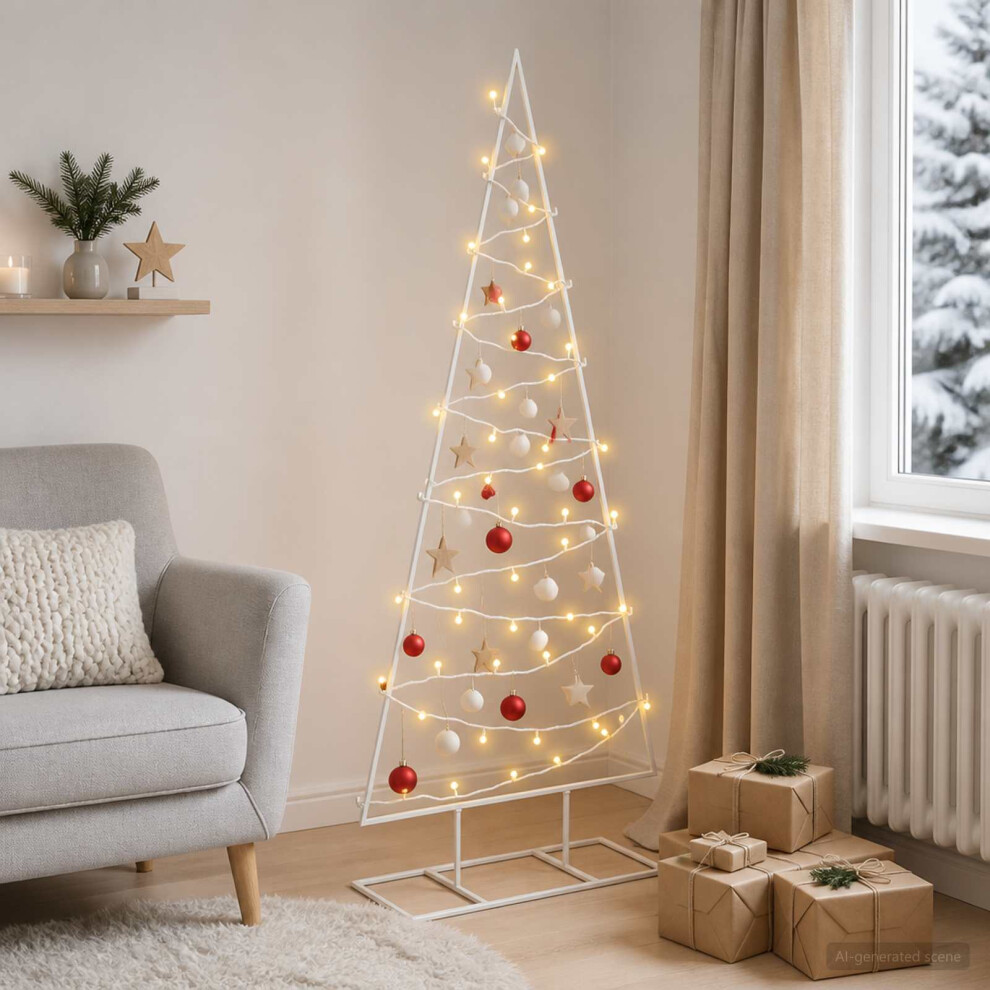 Vidaxl Metal Christmas Tree Kuopio 125 Cm Warm White Steel White