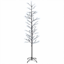 vidaXL Micro Birch Christmas Tree Black 47 x 210 cm Steel 567 LEDs