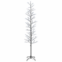 vidaXL Micro Birch Christmas Tree Black 47 x 240 cm Steel 675 LEDs