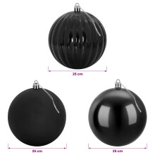 vidaXL Christmas Ball Set XXL 3 pcs Black Dia. 25 cm Plastic