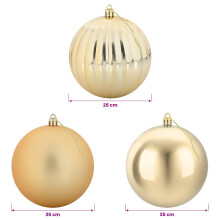 vidaXL Christmas Ball Set XXL 3 pcs Gold Dia. 25 cm Plastic