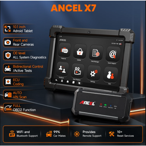ANCEL X7 OBD2 scanner, 10,1 inch Android tablet, multifunctionele diagnose tool met actieve test en 10+ resetservices 1