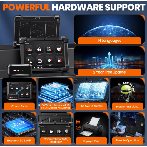 ANCEL X7 OBD2 scanner, 10,1 inch Android tablet, multifunctionele diagnose tool met actieve test en 10+ resetservices 2