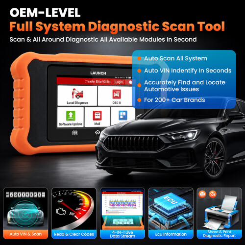 LAUNCH X431 ELITE V3.0 OBD2 Scanner, bidirectionele scantool voor volledige systeemdiagnose en ECU-codering 1