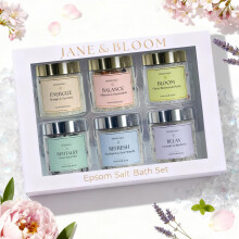 Epsom Salz Bad Geschenkset - 6 Aromatherapie Mischungen mit ätherischen Ölen - Bade- & Körpergeschenkset für Frauen