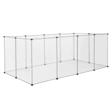 EUGAD DIY huisdierhek, transparante modulaire renkooi met 12 kunststof platen van 50x70 cm voor konijnen en puppy's