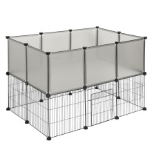 EUGAD Speelweide voor kleine huisdieren, twee niveaus, 107 x 72 x 72 cm, grijs