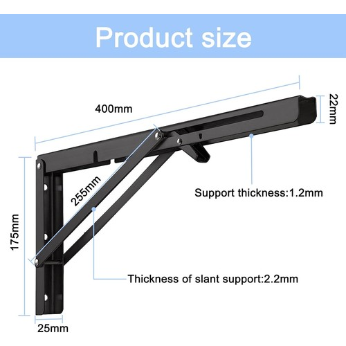Folding Shelf Brackets 2PCS Triangle Shelf Brackets 400mm Stainless Steel Sturdy 2