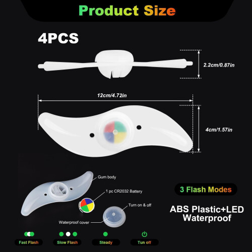 4PCS LED Bike Wheel Spoke Lights,Multicolour LED 3 Flashing Modes 1