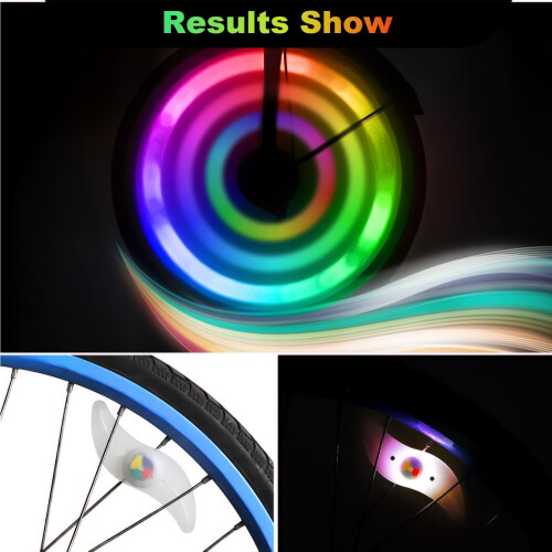 4PCS LED Bike Wheel Spoke Lights,Multicolour LED 3 Flashing Modes 2