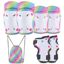 Hejo 6 Pcs Kids Knee Pads Elbow Pads, Breathable Guards Protective Gear Set