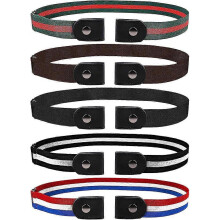 No Buckle Stretch Belt Buckle Free Adjustable Women Belt Elastic Waist Belt for Women Men Jeans PantsMutilColor5 PCS