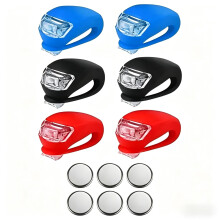 Set of 6 Bike Lights Front and Rear, LED Clip-On Silicone Bicycle Lights, IPX5 Waterproof Mini Bike Headlight Taillight, 3 Lighting Modes Multi-Purpos