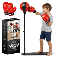 Zeno Punching Bag for Kids Boxing Set with Stand | Kids Boxing Set with Gloves, Ball | Adjustable Height Freestanding for 3-8 Years Old Boys and Girls