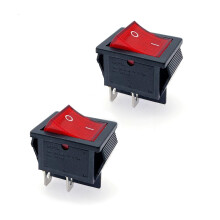 JZK 2-Position Red ON/OFF Rocker Switch 16A 250V/20A 125V AC - 4-Terminal DPST Power Button With Rectangle Design