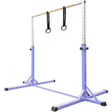 FCOUMY Kids Gymnastics Bar Horizontal Bar with Gymnastic Rings 13 Height Adjustable,Junior Training Kip Bar Gymnastics Equipment for Home Gym, Indoor