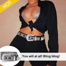 Rhinestone Belt for Women Cowgirl Bling Studded Leather Belt for Jeans